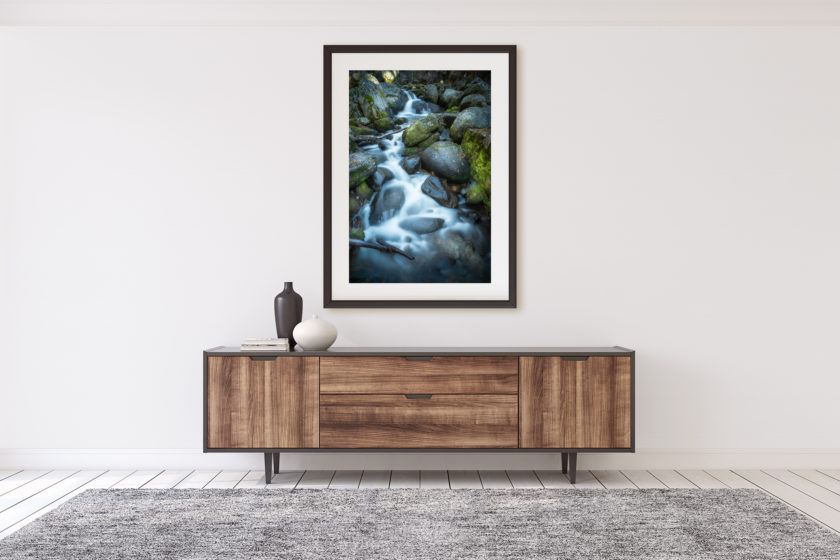 Mockup of the photographic print "Pondering Place" by Ben Orloff